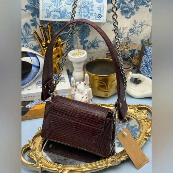🆕 VIVIENNE WESTWOOD 🧿 NWT Small Burgundy Croc-Embossed Hazel Bag, AUTHENTIC - Picture 5 of 16